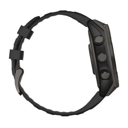 Garmin Fenix 8, 47 mm AMOLED, Solar Sapphire, Carbon Gray DLC Titanium with Black/Pebble Gray Silicone Band (010-02906-10)