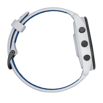 Garmin Forerunner 265, 46 mm Black Bezel with Whitestone Case and Whitestone/Tidal Blue Silicone Band (010-02810-01) by Garmin