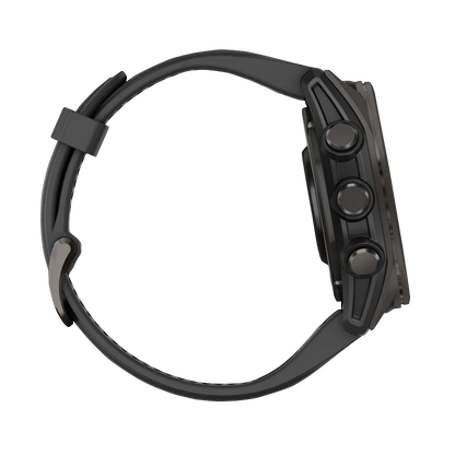 Garmin Fenix 8, AMOLED 43mm, Sapphire Carbon Gray DLC Titanium with Black/Pebble Gray Silicone Band (010-02903-20)