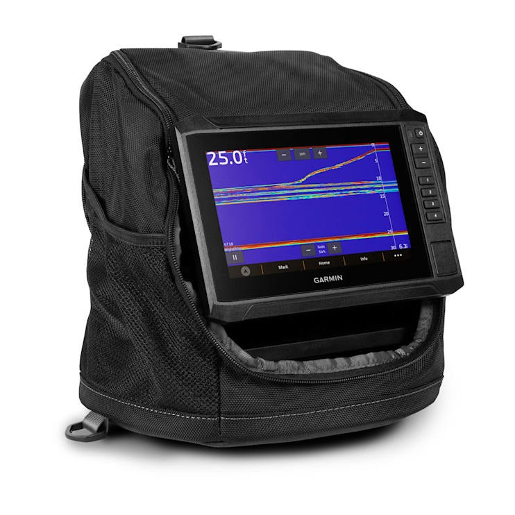 Garmin ECHOMAP UHD2 7-inch fishfinder display in a black protective case