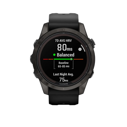 Garmin Fenix 7S Pro Sapphire Solar, Carbon Gray Titanium with Black Band (010-02776-10)