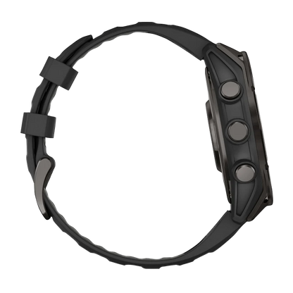 Garmin Fenix 8, 51 mm AMOLED Sapphire, Carbon Gray DLC Titanium with Black/Pebble Gray Silicone Band (010-02905-20)