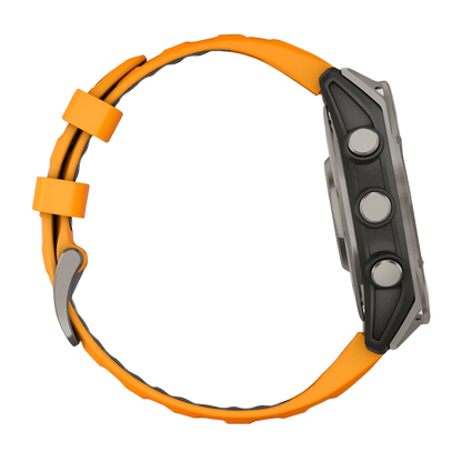 Garmin Fenix 8, 51 mm AMOLED Sapphire, Titanium with Spark Orange/Graphite Silicone Band (010-02905-10)