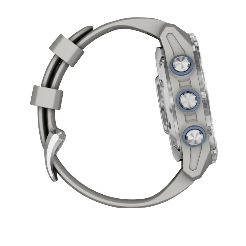 Garmin Descent Mk3, 43 mm en acier inoxydable avec bracelet en silicone gris brouillard (010-02753-03)