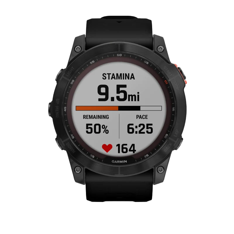 Garmin Fēnix 7X, édition solaire Gris ardoise avec bracelet noir (reconditionné certifié Garmin) 