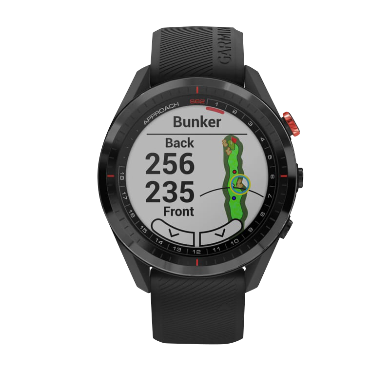 Garmin Approach S62 Black Ceramic Bezel with Black Silicone Band (Garmin Certified Refurbished)