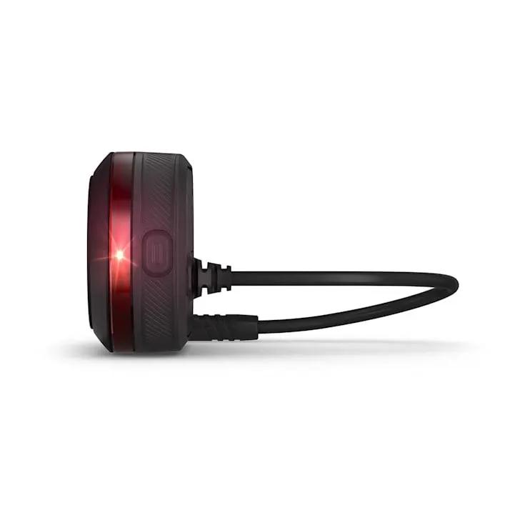 Garmin Varia eRTL615 radar tail light for e-bikes; black housing with red LED and attached cable