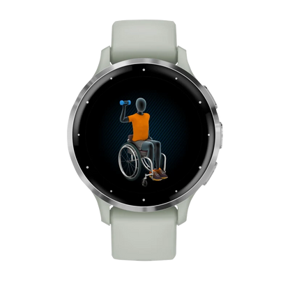 Garmin Venu 3S, 41 mm Silver Stainless Steel Bezel with Sage Gray Case and Silicone Band (010-02785-01)