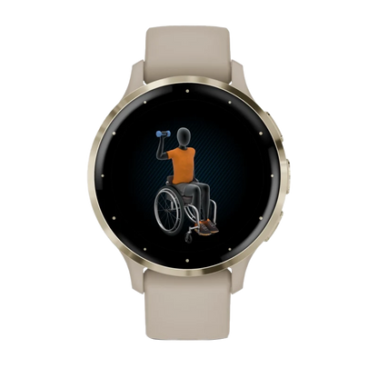 Garmin Venu 3S, lunette en acier inoxydable doré souple de 41 mm avec boîtier gris français et bracelet en silicone (010-02785-02)