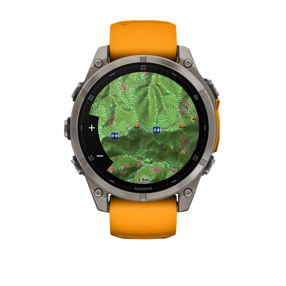 Garmin Fenix 8, 47 mm AMOLED Sapphire, Titanium with Spark Orange/Graphite Silicone Band (010-02904-10)