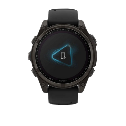 Garmin Fenix 8, 47 mm AMOLED, Solar Sapphire, Carbon Gray DLC Titanium with Black/Pebble Gray Silicone Band (010-02906-10)