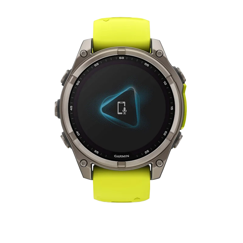 Garmin Fenix 8, 51 mm Solar Sapphire, Titanium with Amp Yellow/Graphite Silicone Band (010-02907-20)