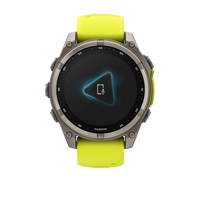 Garmin Fenix 8, 51 mm Solar Sapphire, Titanium with Amp Yellow/Graphite Silicone Band (010-02907-20)