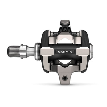 Garmin Rally XC200 dual-sensing power meter pedal, black and silver aluminum body.