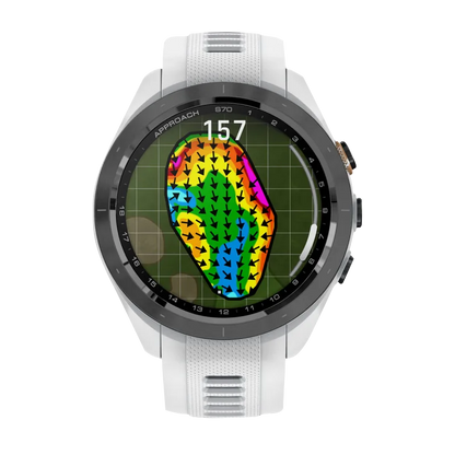 Garmin Approach S70, 42 mm Black/Peach Ceramic Bezel with White Silicone Band (010-02746-00)