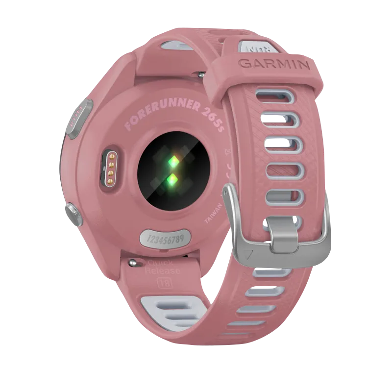 Garmin Forerunner 265S, 42 mm Black Bezel with Light Pink Case and Light Pink/Whitestone Silicone Band (010-02810-05)