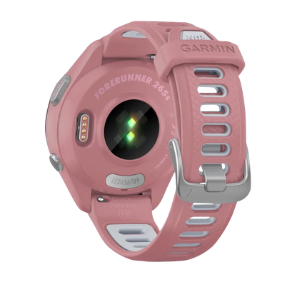 Garmin Forerunner 265S, 42 mm Black Bezel with Light Pink Case and Light Pink/Whitestone Silicone Band (010-02810-05)
