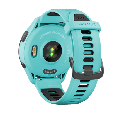 Garmin Forerunner 265, 46 mm Black Bezel with Aqua Case and Aqua/Black Silicone Band (010-02810-02)