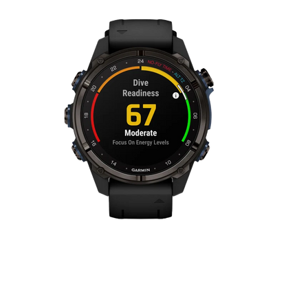 Garmin Descent Mk3i, 43 mm Carbon Gray DLC Titanium with Black Silicone Band (010-02753-10)