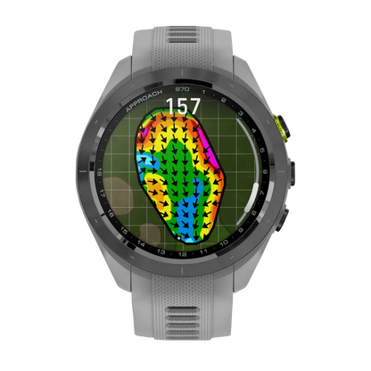 Garmin Approach S70, 42 mm Black/Amp Yellow Ceramic Bezel with Powder Gray Silicone Band (010-02746-01)