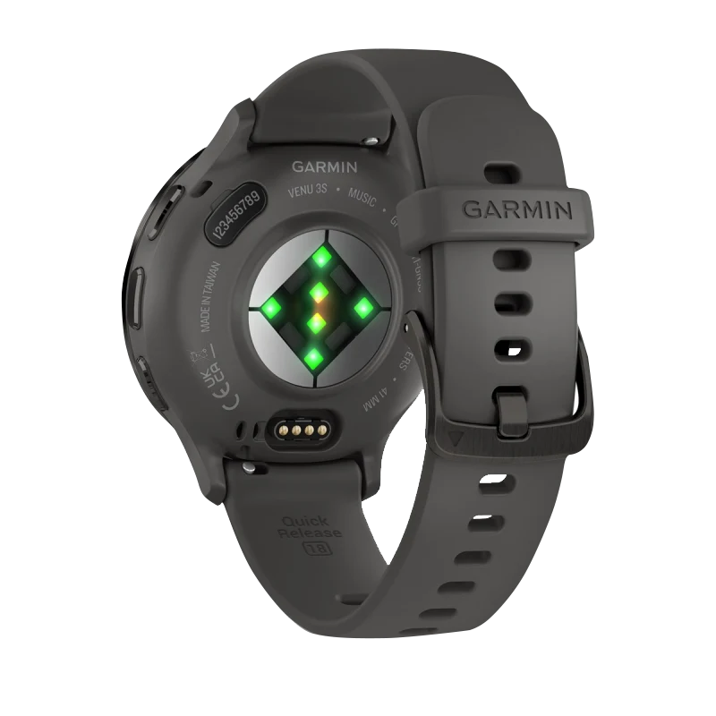 Garmin Venu 3S, 41 mm Slate Stainless Steel Bezel with Pebble Gray Case and Silicone Band (010-02785-00)