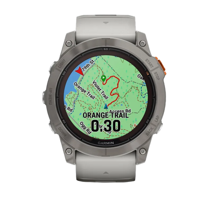 Garmin Fenix 7X Pro Sapphire Solar Edition Titanium with Fog Gray/Ember Orange Band (010-02778-14)