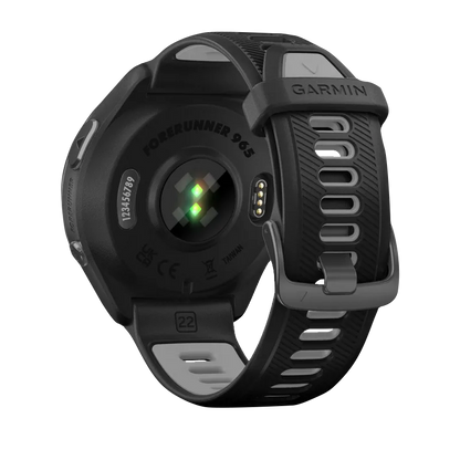 Garmin Forerunner 965, Carbon Gray DLC Titanium Bezel with Black Case and Black/Powder Gray Silicone Band (010-02809-00)