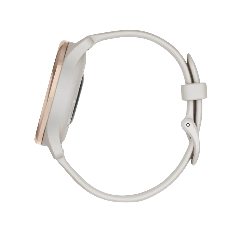 Garmin Vívomove Trend Peach Gold Stainless Steel Bezel with Ivory Case and Silicone Band (Garmin Certified Refurbished)