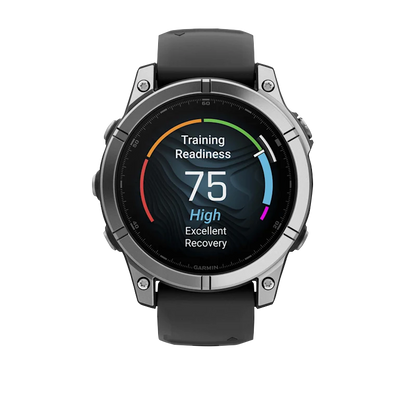 Garmin Fenix E, 47 mm AMOLED, Stainless Steel with Black Silicone Band (010-03025-02)
