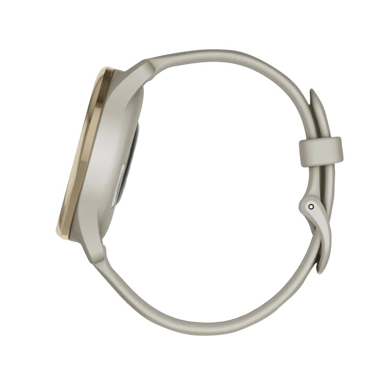 Garmin Vívomove Trend Cream Gold Stainless Steel Bezel with French Gray Case and Silicone Band (Garmin Certified Refurbished)