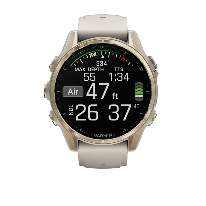 Garmin Fenix 8, 43 mm AMOLED Sapphire, Soft Gold with Fog Gray/Dark Sandstone Silicone Band (010-02903-10)