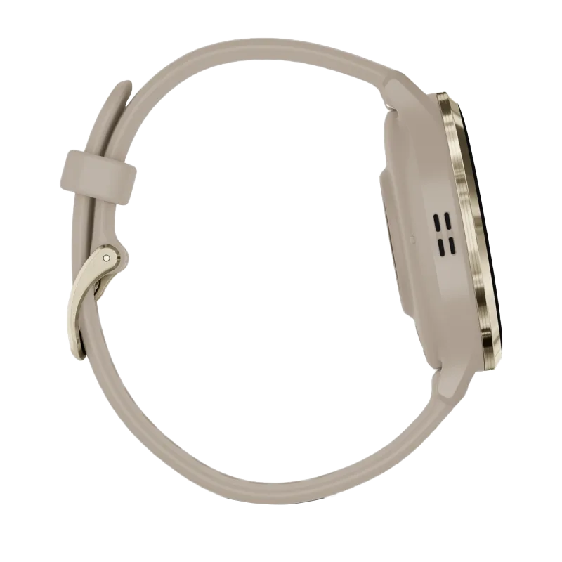 Garmin Venu 3S, lunette en acier inoxydable doré souple de 41 mm avec boîtier gris français et bracelet en silicone (010-02785-02)
