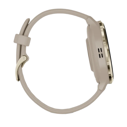 Garmin Venu 3S, lunette en acier inoxydable doré souple de 41 mm avec boîtier gris français et bracelet en silicone (010-02785-02)