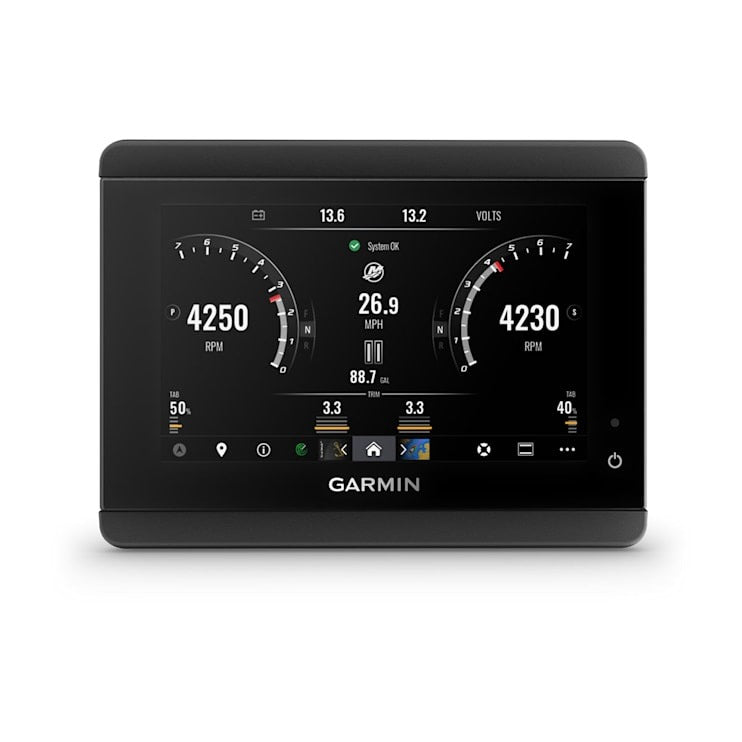 Garmin TD 50 touchscreen display, black with marine dashboard gauge UI