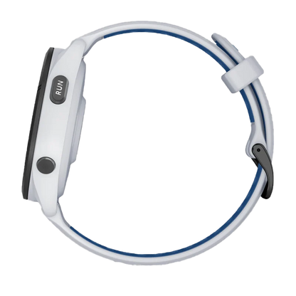 Garmin Forerunner 265, 46 mm Black Bezel with Whitestone Case and Whitestone/Tidal Blue Silicone Band (010-02810-01) by Garmin