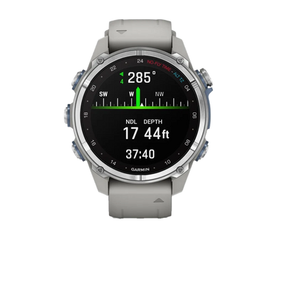 Garmin Descent Mk3, 43 mm en acier inoxydable avec bracelet en silicone gris brouillard (010-02753-03)
