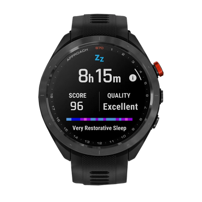 Garmin Approach S70, 47 mm Black/Red Ceramic Bezel with Black Silicone Band (010-02746-02)