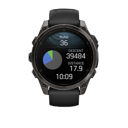 Garmin Fenix 8, 51 mm AMOLED Sapphire, Carbon Gray DLC Titanium with Black/Pebble Gray Silicone Band (010-02905-20)