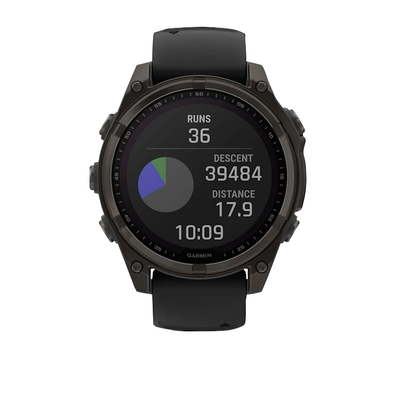 Garmin Fenix 8, 47 mm AMOLED, Solar Sapphire, Carbon Gray DLC Titanium with Black/Pebble Gray Silicone Band (010-02906-10)