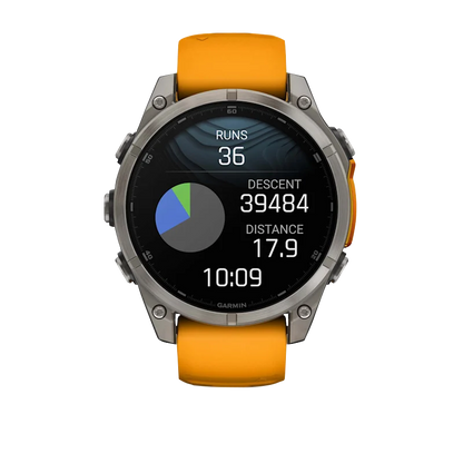 Garmin Fenix 8, 51 mm AMOLED Sapphire, Titanium with Spark Orange/Graphite Silicone Band (010-02905-10)