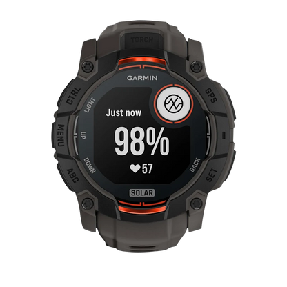Garmin Instinct 3 Solar, (50mm) Black with Charcoal Band (010-02935-00)