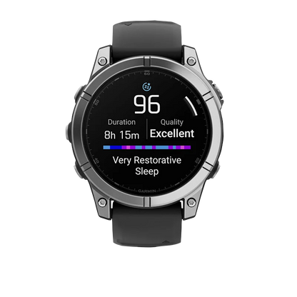 Garmin Fenix E, 47 mm AMOLED, Stainless Steel with Black Silicone Band (010-03025-02)