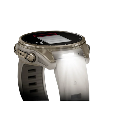 Garmin Fenix 8, 43 mm AMOLED Sapphire, Soft Gold with Fog Gray/Dark Sandstone Silicone Band (010-02903-10)