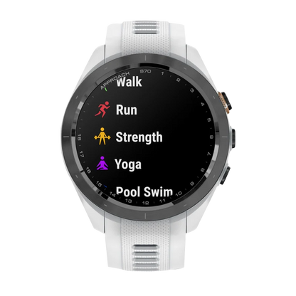 Garmin Approach S70, 42 mm Black/Peach Ceramic Bezel with White Silicone Band (010-02746-00)