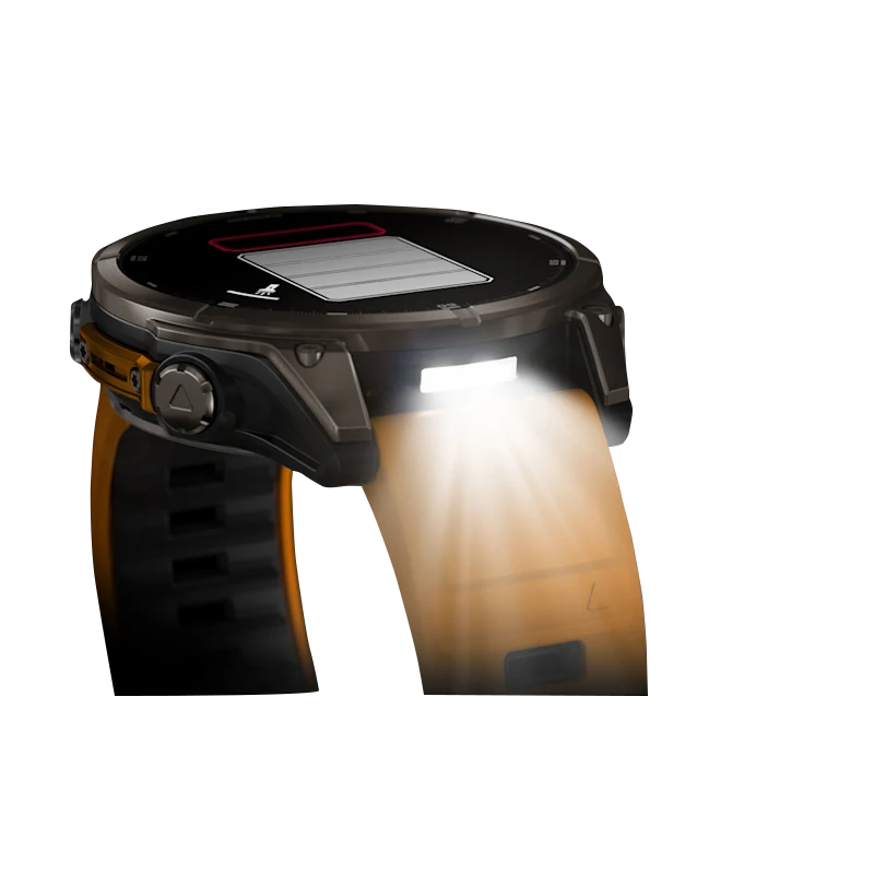 Garmin Fenix 8, 51 mm AMOLED Sapphire, Titanium with Spark Orange/Graphite Silicone Band (010-02905-10)
