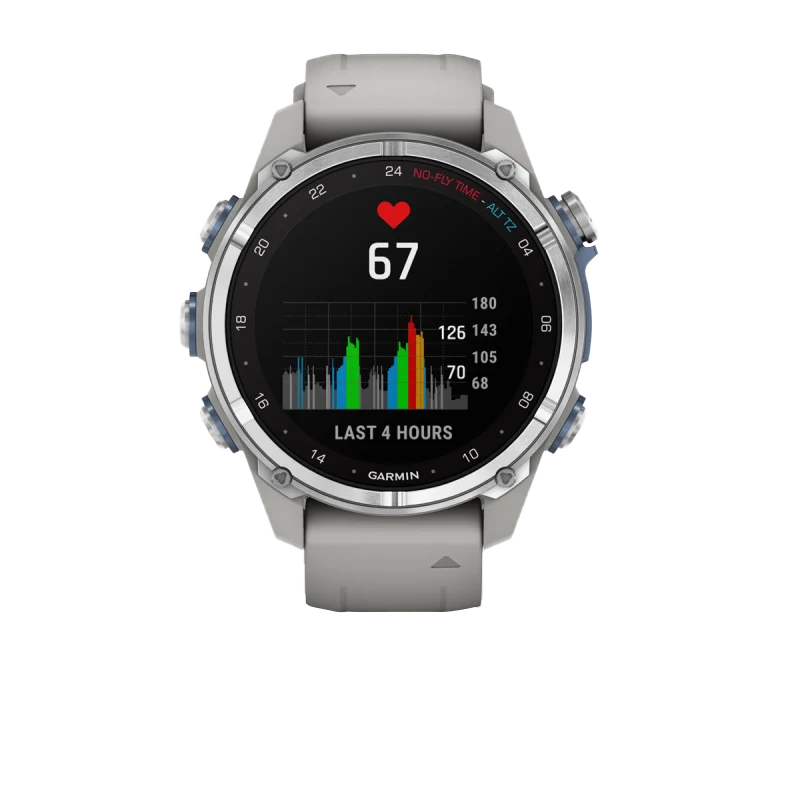 Garmin Descent Mk3, 43 mm en acier inoxydable avec bracelet en silicone gris brouillard (010-02753-03)