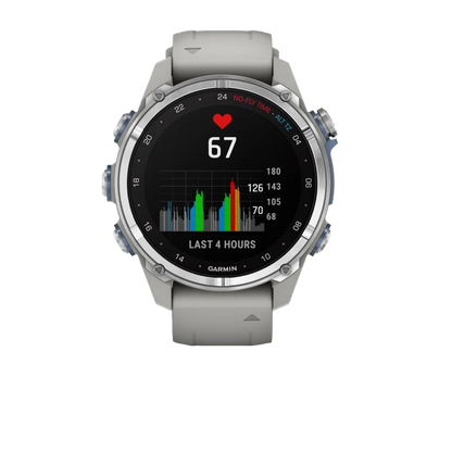 Garmin Descent Mk3, 43 mm en acier inoxydable avec bracelet en silicone gris brouillard (010-02753-03)
