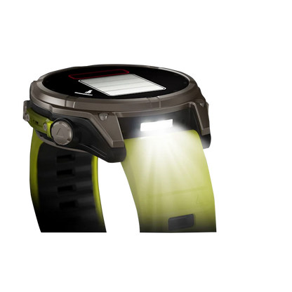 Garmin Fenix 8, 51 mm Solar Sapphire, Titanium with Amp Yellow/Graphite Silicone Band (010-02907-20)
