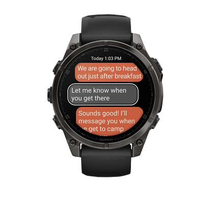 Garmin Fenix 8, 51 mm AMOLED Sapphire, Carbon Gray DLC Titanium with Black/Pebble Gray Silicone Band (010-02905-20)