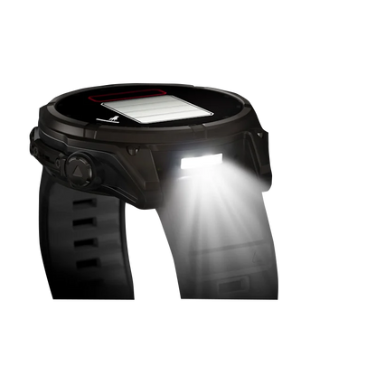 Garmin Fenix 8, 47 mm AMOLED, Solar Sapphire, Carbon Gray DLC Titanium with Black/Pebble Gray Silicone Band (010-02906-10)